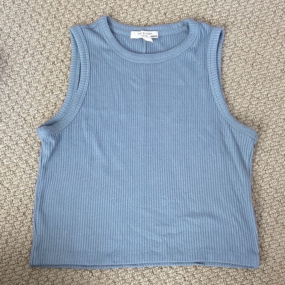 rag & bone The Knit Ribbed Tank Top in blue